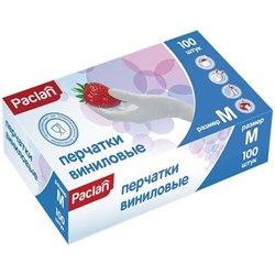 Перчатки виниловые (M) 100шт. - фото 8395812