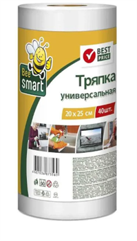 BEE SMART ТРЯПКА УНИВЕРСАЛЬНАЯ В РУЛОНЕ 20Х25СМ, 40ШТ. - фото 8395850