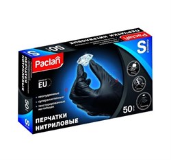 Перчатки нитриловые черные Paclan (S), 50 шт. - фото 8395861